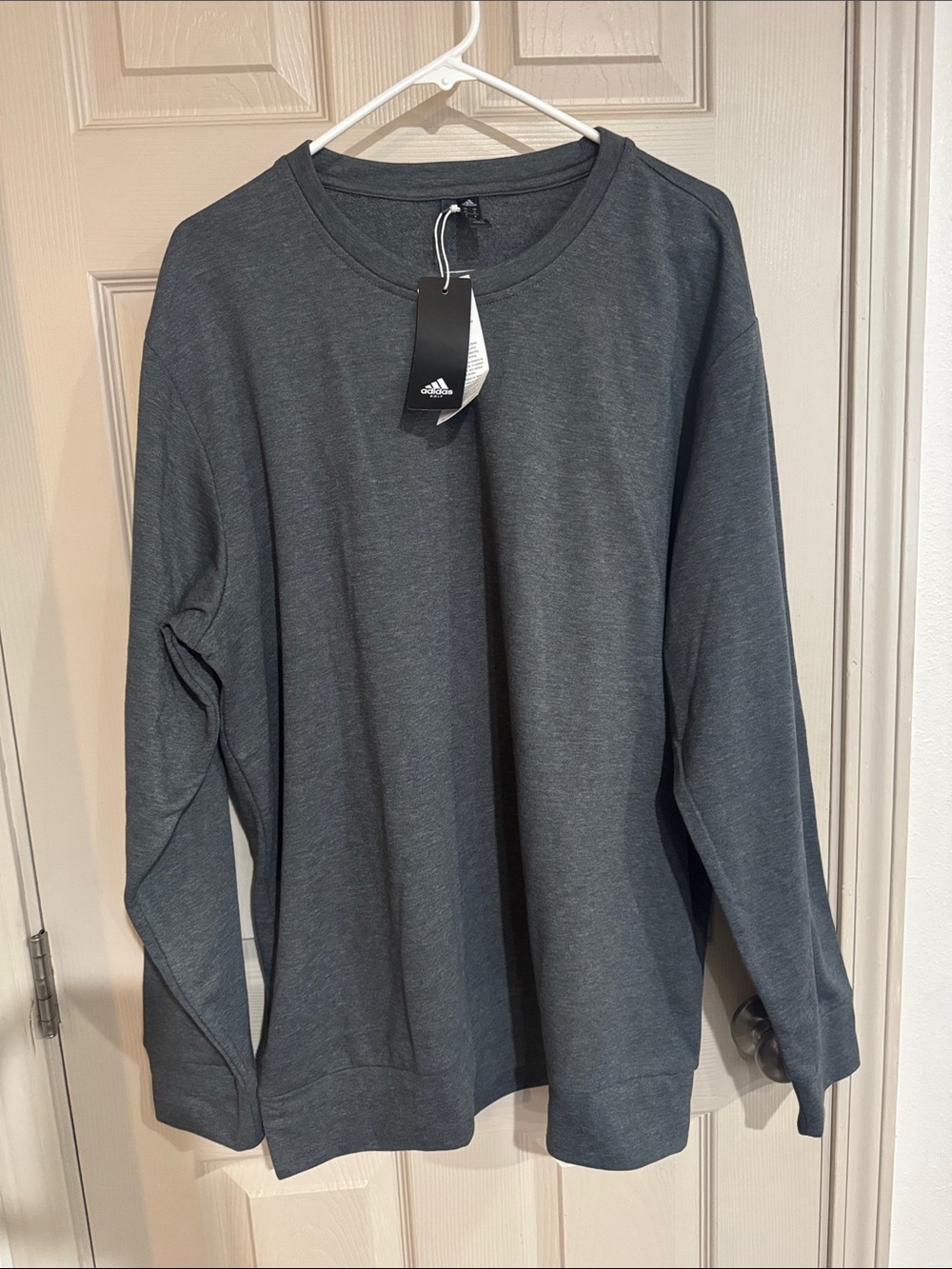 adidas Men’s Crewneck Long-Sleeve Sweat Shirt - Dark Gray